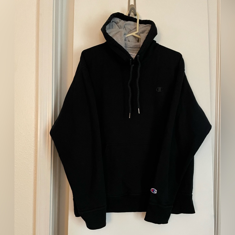 Champion Black Cotton Blend Sweatshirt Pullover Hoodie Sweater Outerwear